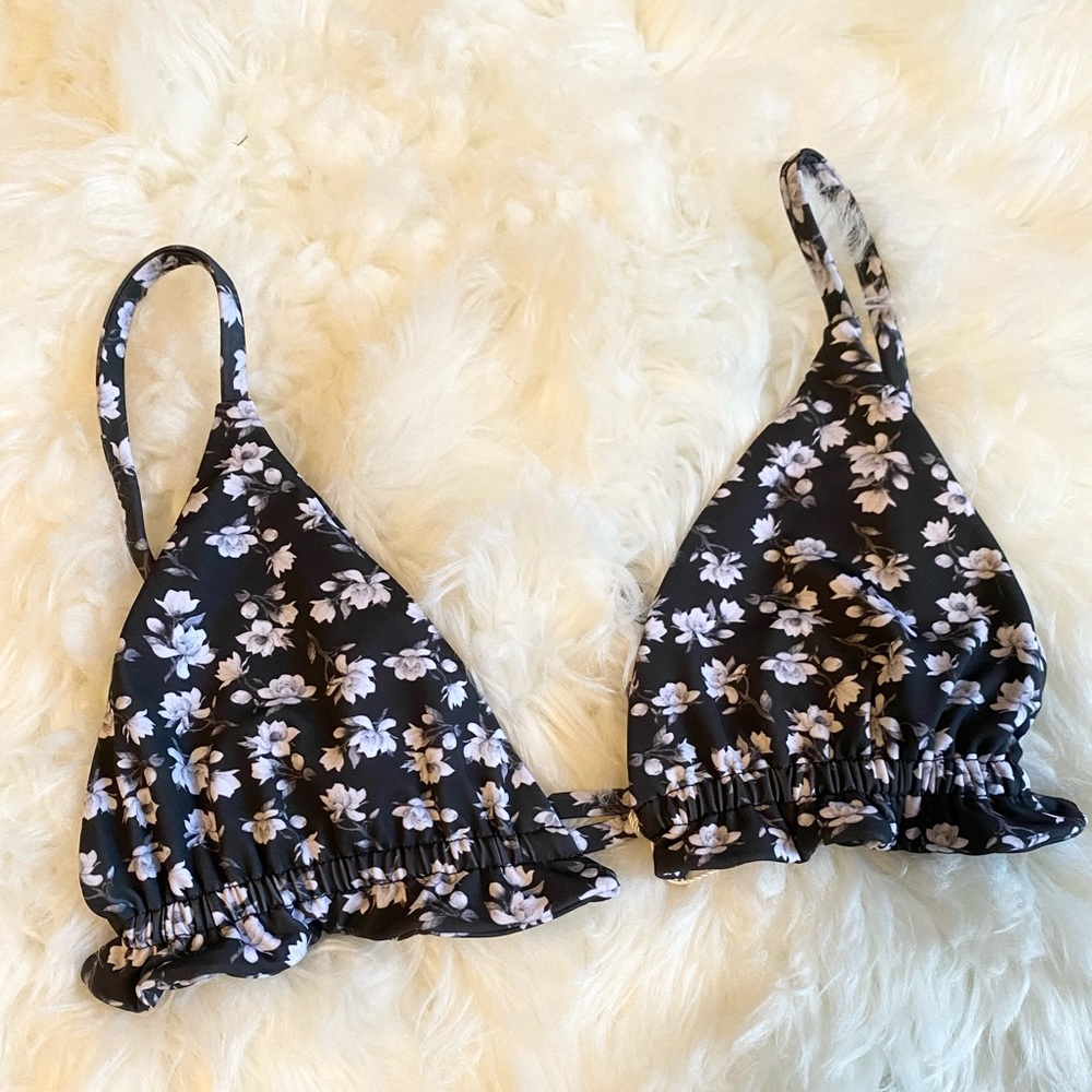Handmade Floral Ruffle Bikini Top